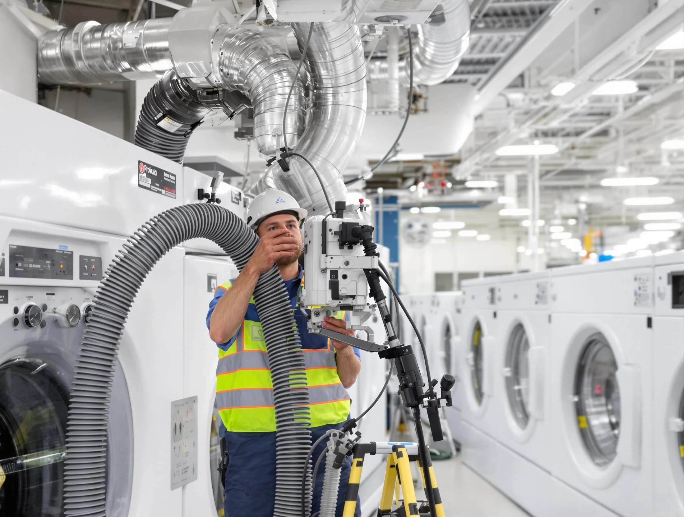 Rancho Cucamonga Dryer Vent Cleaning team performing commercial-grade dryer vent cleaning at a business facility in Rancho Cucamonga