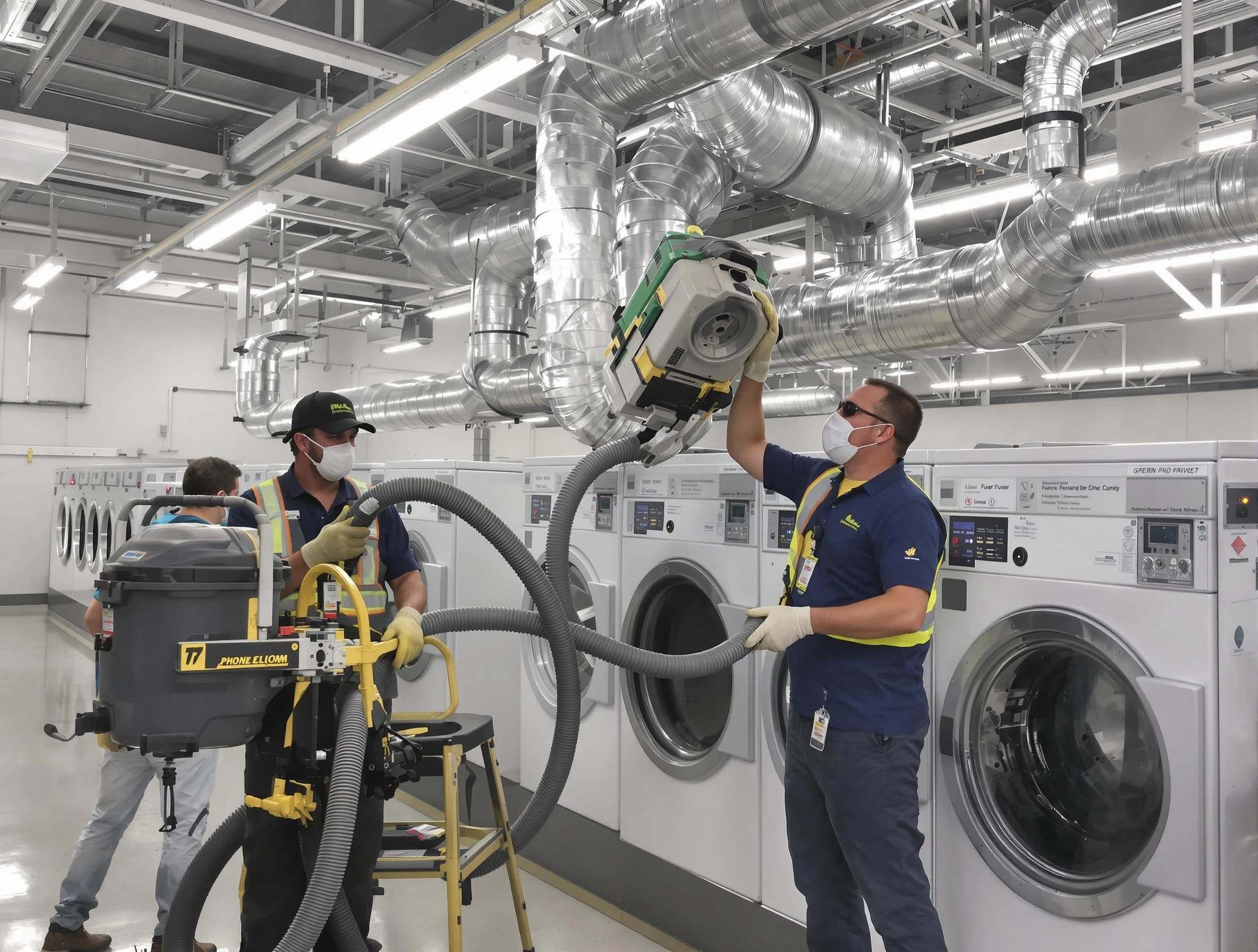 Rancho Cucamonga Dryer Vent Cleaning team cleaning large-scale industrial dryer vent systems at a facility in Rancho Cucamonga