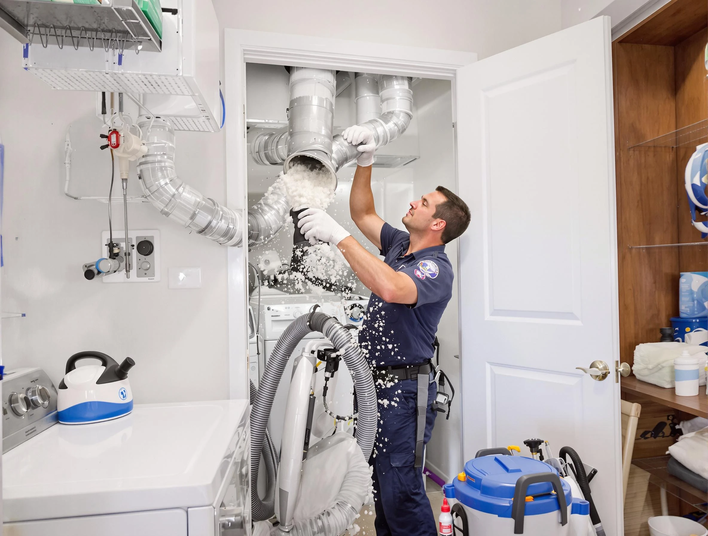 Rancho Cucamonga Dryer Vent Cleaning technician delivering thorough residential dryer vent cleaning service in Rancho Cucamonga